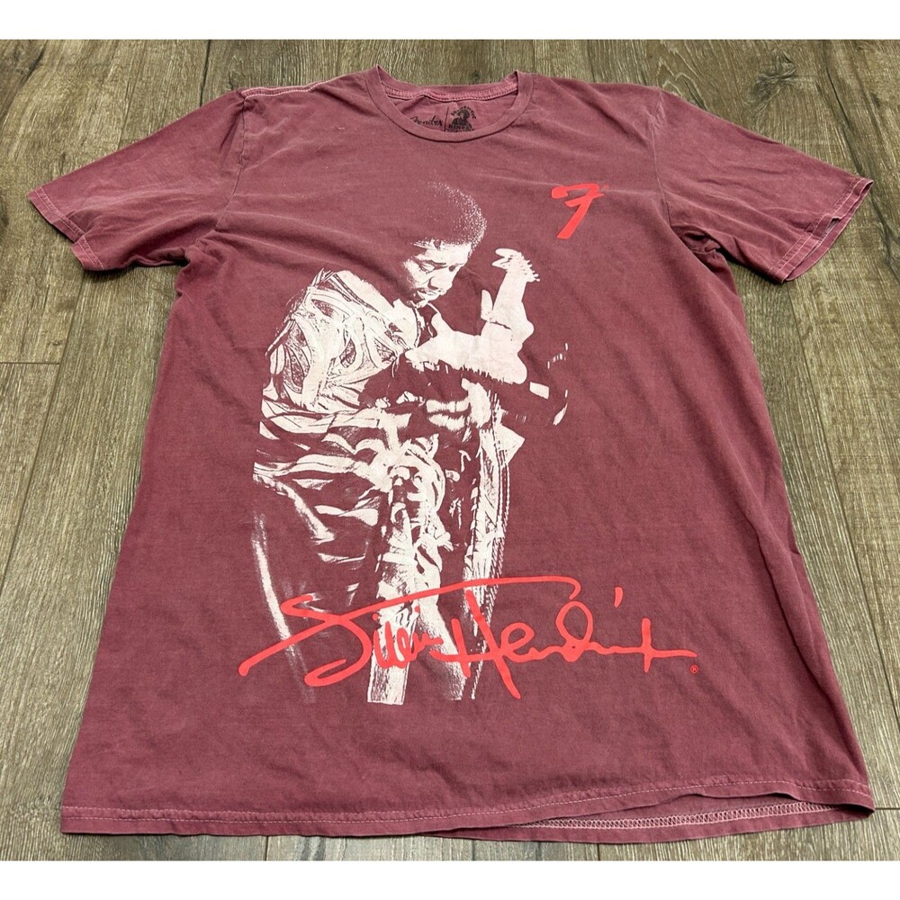 Fender Jimi Hendrix Shirt Mens Small Red Graphic Authentic Hendrix Rock Tee